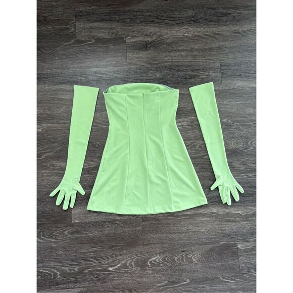 NWT Miscreants London Cupid Mini Dress With Gloves In Green UK 12 US 8 - Picture 5 of 10